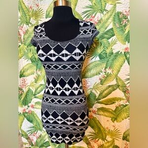 Vintage Wet Seal XS Black and White Tribal Mini Dress